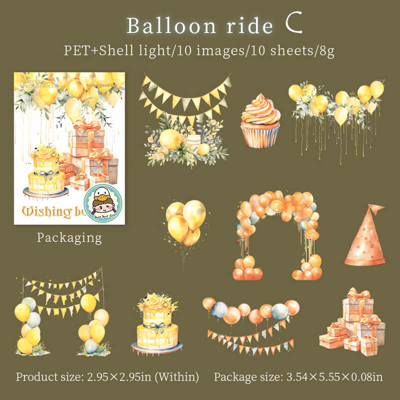 Wishing Balloon Stickers | 10 PCS