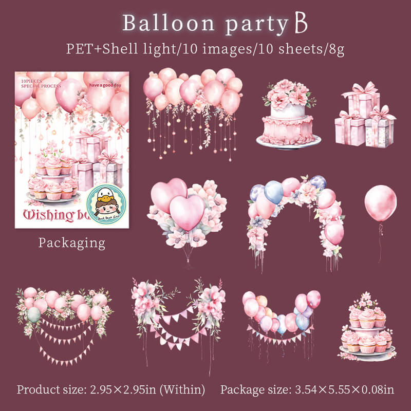 Wishing Balloon Stickers | 10 PCS